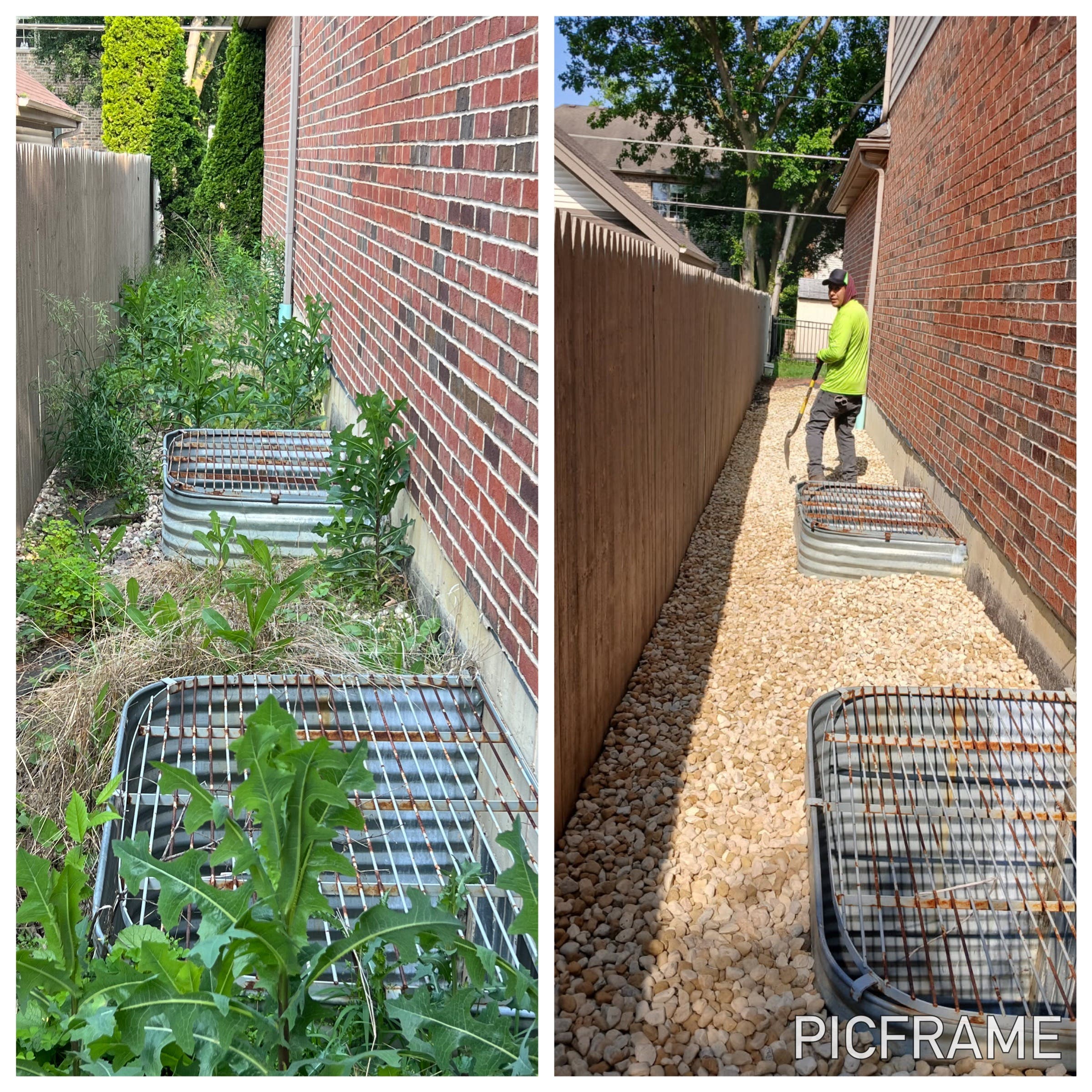 Drainage, grading ,pavers ,sod and mulch installation