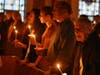 Andrea, Lauren, and Mark Braconnier, and Andrea's mother Nancy Forti attend the Easter Vigil.