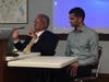 Bay State Liquors owner Tarak Patel (right) along with attorney Jim DiGiulio at Tuesday's Select Board meeting.