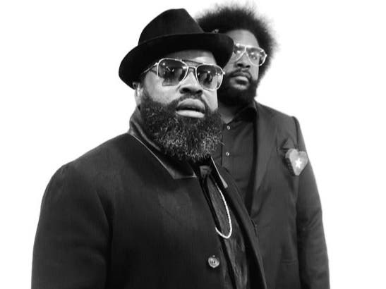 The leaders of the Roots: rapper Black Thought (left) and drummer Questlove.