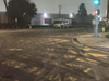 Tire marks on a Long Beach street following a takeover event.
