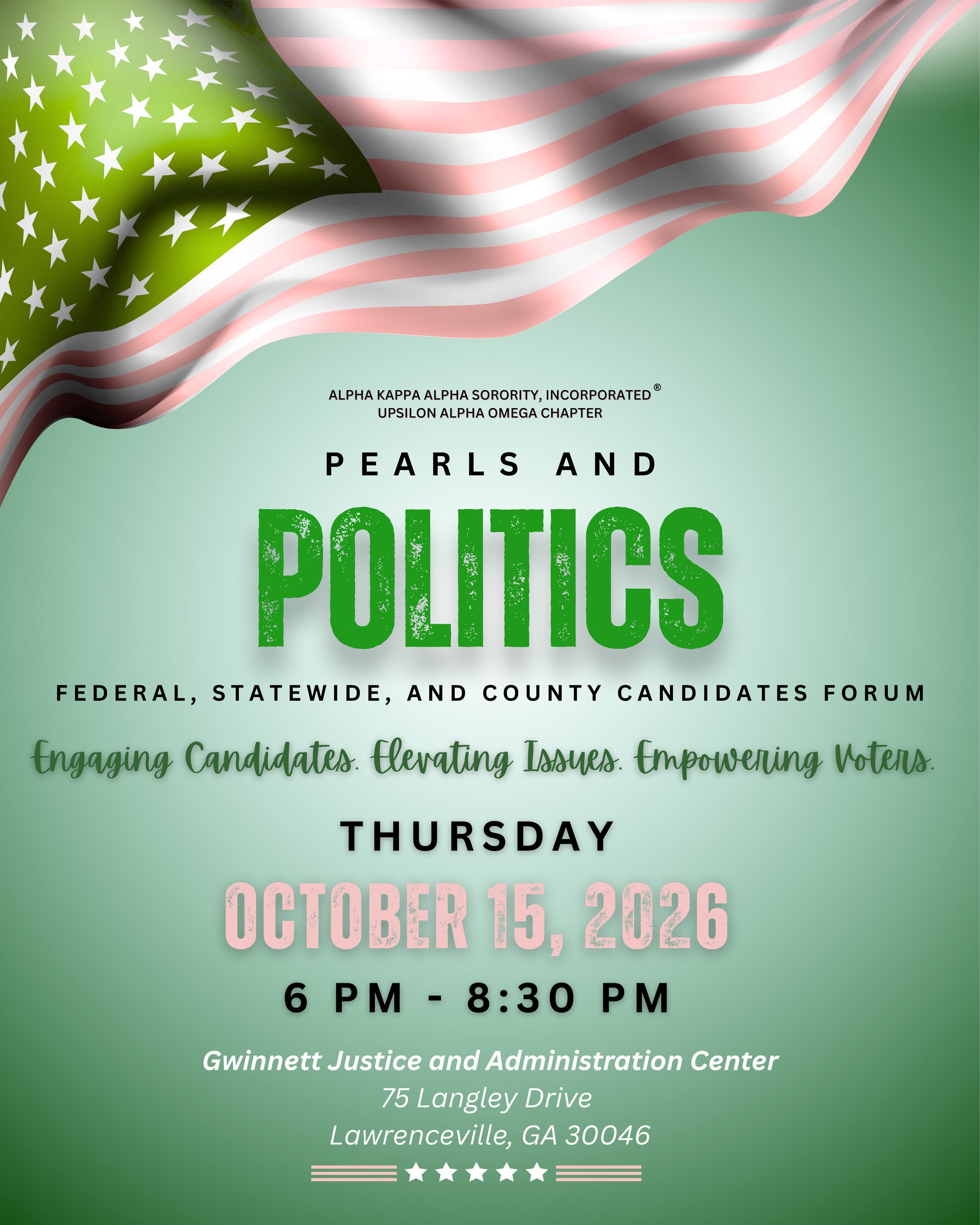 Upsilon Alpha Omega Pearls and Politics Candidate Forum
