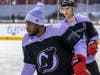 Devils defenseman P.K. Subban skates on the ice during pre-game warm-ups