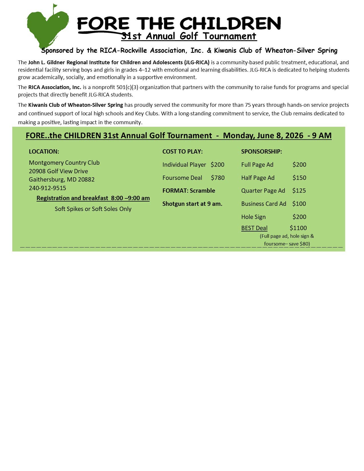 Fore The Children 31st Annual Golf Tournament