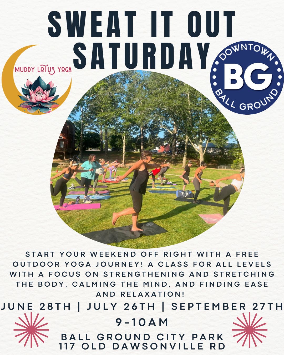 FREE Yoga with Sweat It Out Saturday in Downtown Ball Ground