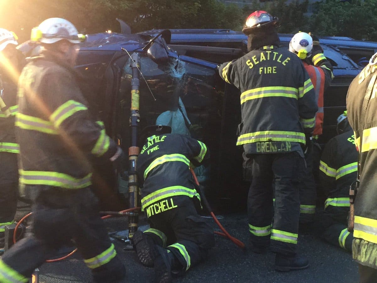 Man Rescued From Overturned Car Along I-5 In Seattle | Seattle, WA Patch