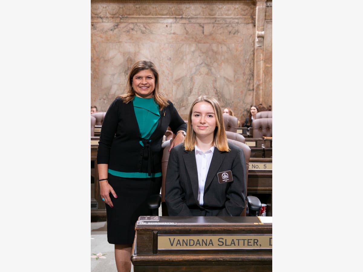 Abigail Hall with Democratic state Rep. Vandana Slatter.