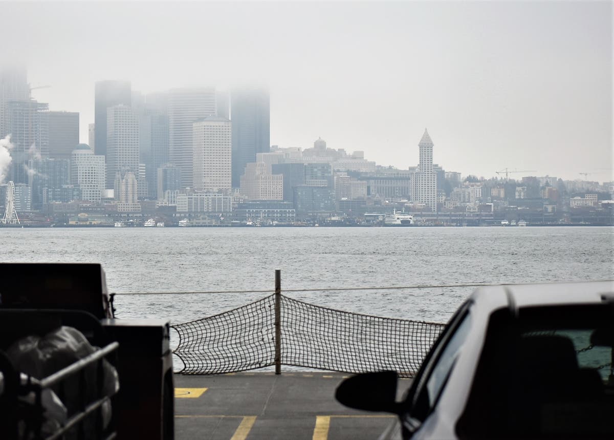 A state ferry heading toward Colman Dock in downtown Seattle on Jan. 27, 2019. 