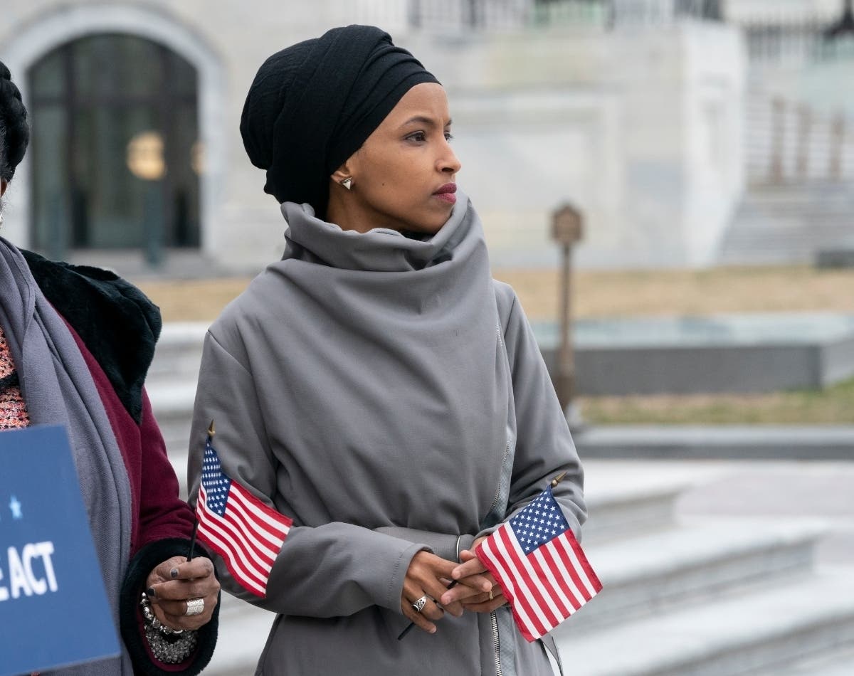 Rep. Ilhan Omar, D-Minn., at a March rally for H.R. 1, a voting rights and ethics bill. 