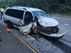 A van fleeing Snoqualmie police caused a crash along I-90 near Preston Monday night. 