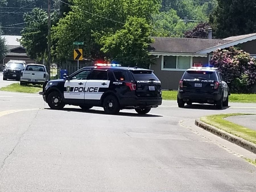 The scene of a standoff Saturday afternoon in Puyallup southeast of the downtown area. 