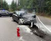 The scene of the crash along Veterans Memorial Drive Wednesday morning. 