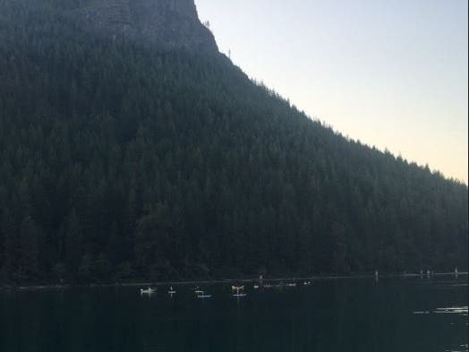 Fire crews searching for a drowning victim Tuesday night at Rattlesnake Lake. 
