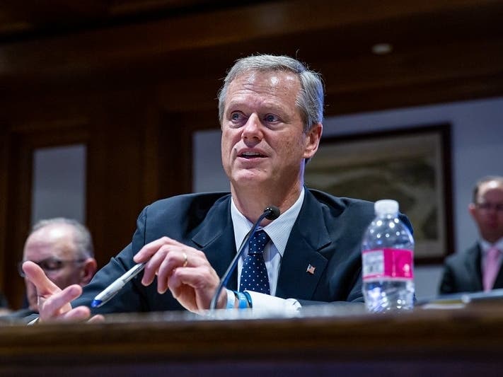 Gov. Charlie Baker speaking on Oct. 8 before the Joint Committee on Transportation.