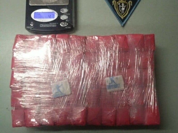 A state trooper found about 50 grams of heroin during a traffic stop in Bernardston. 