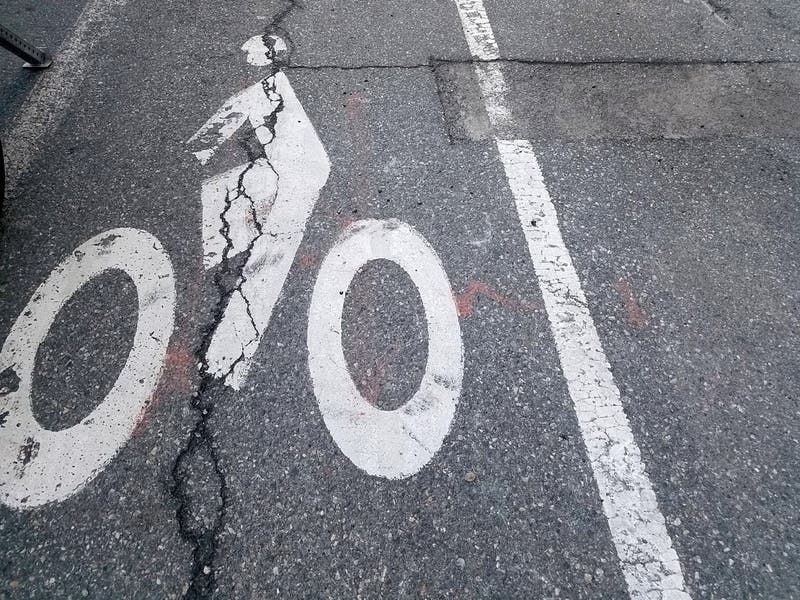A bike lane in Massachusetts, an example of infrastructure that helps reduce injuries and fatalities. 