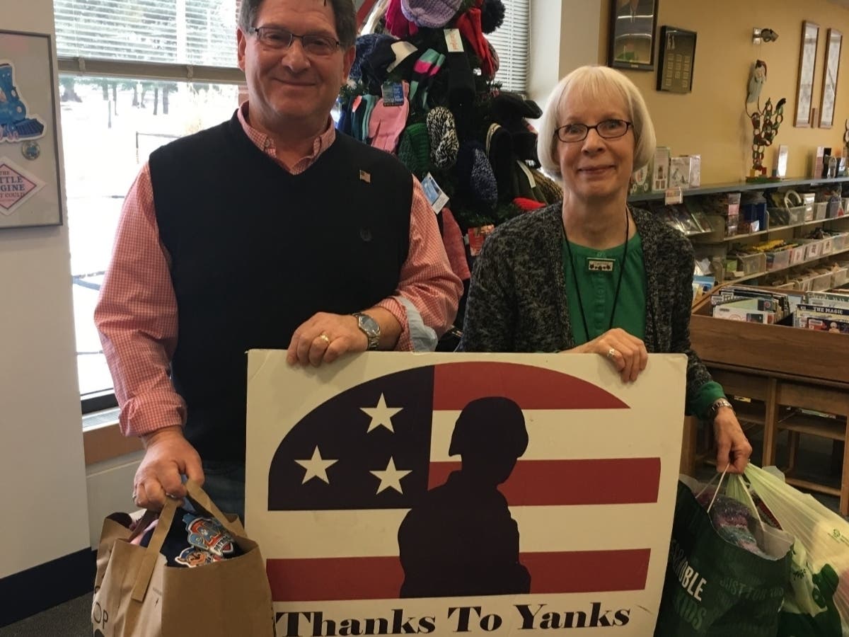 Thanks To Yanks founder Michael Shain and Milford Library youth services supervisor Sue-Ellen Szymanski.