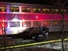 Worcester Train 523 hit a parked car near Ashland during the Thursday evening commute. 