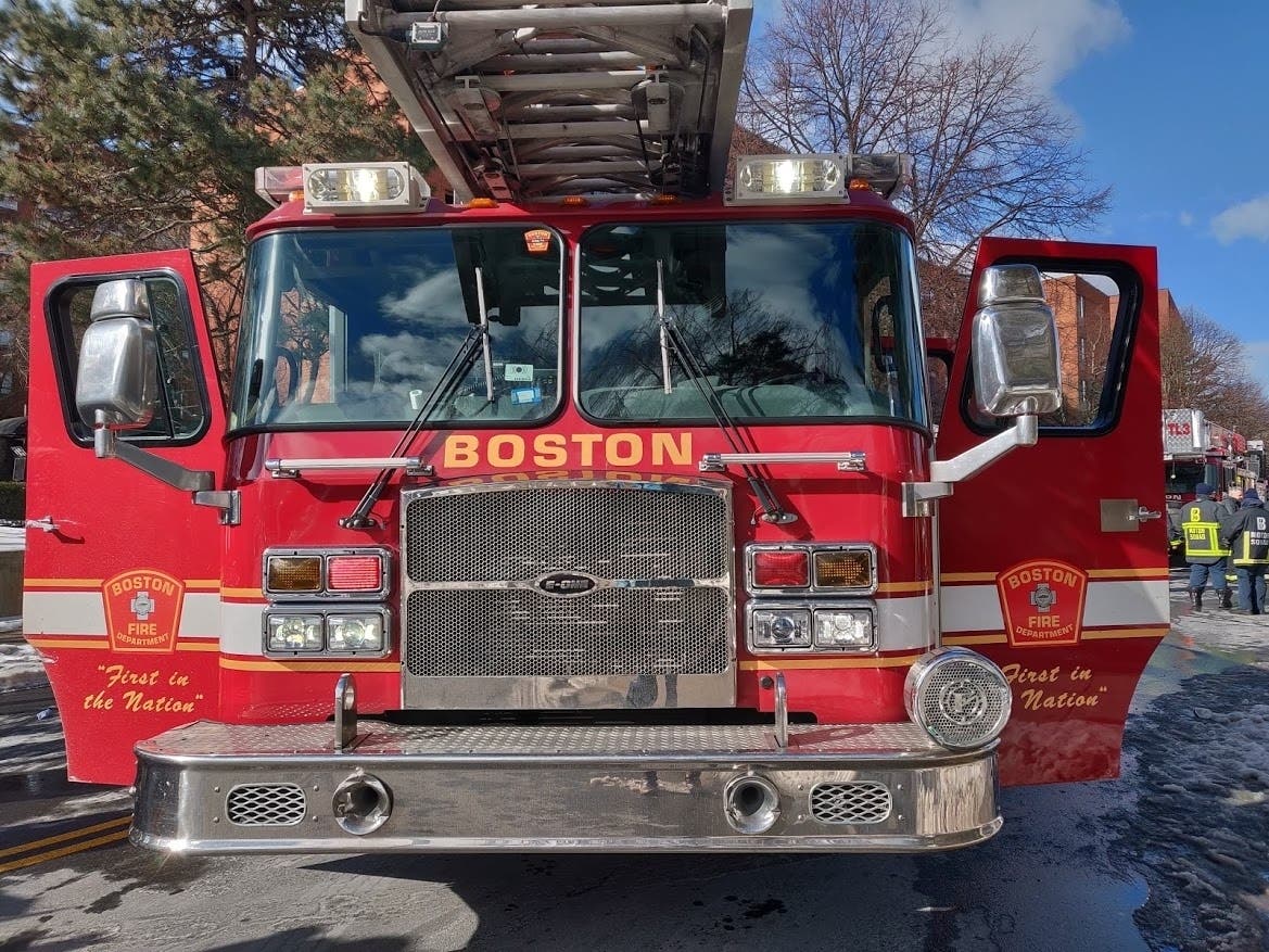 A woman and her dog were rescued by Boston firefighters at Franklin Park on Saturday afternoon. 