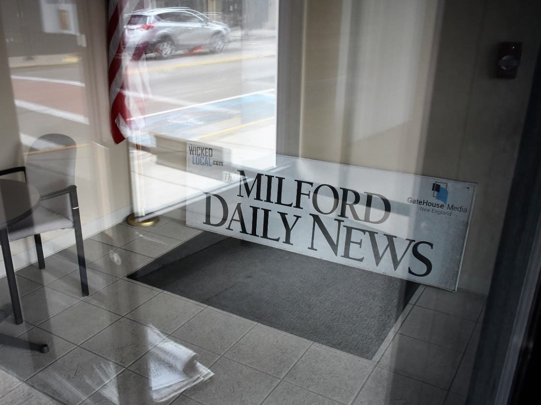 The Milford Daily News office along Main Street in Milford has been closed recently as employees work from home in response to the coronavirus outbreak.