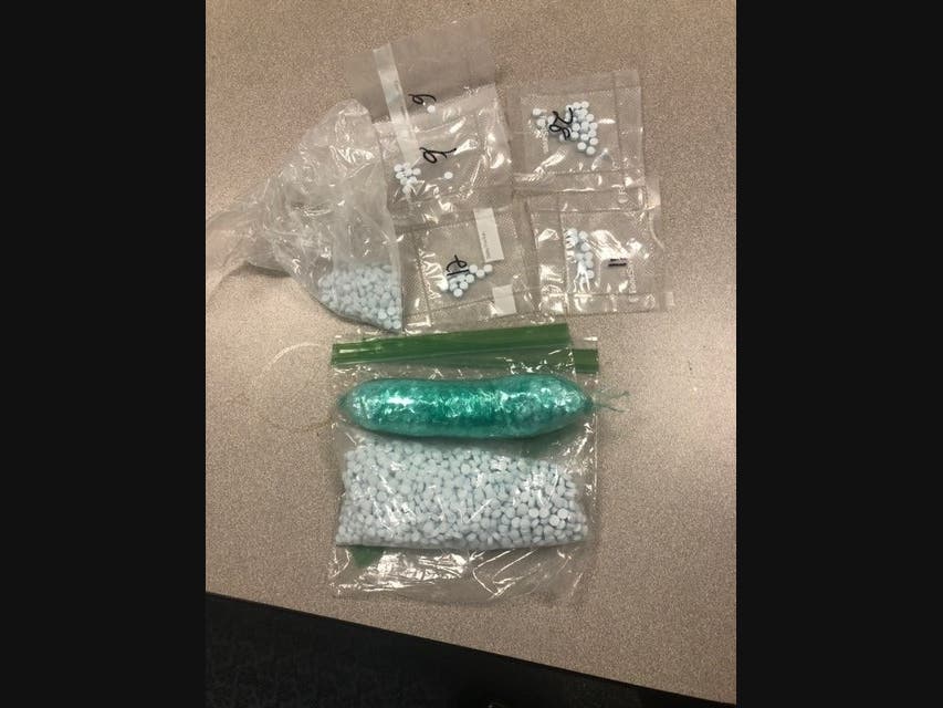 A trooper seized about 215 grams worth of pain pills during an I-84 traffic stop on Monday.