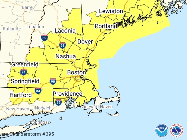 The entire region is under a severe thunderstorm watch until 8 p.m. Thursday. 