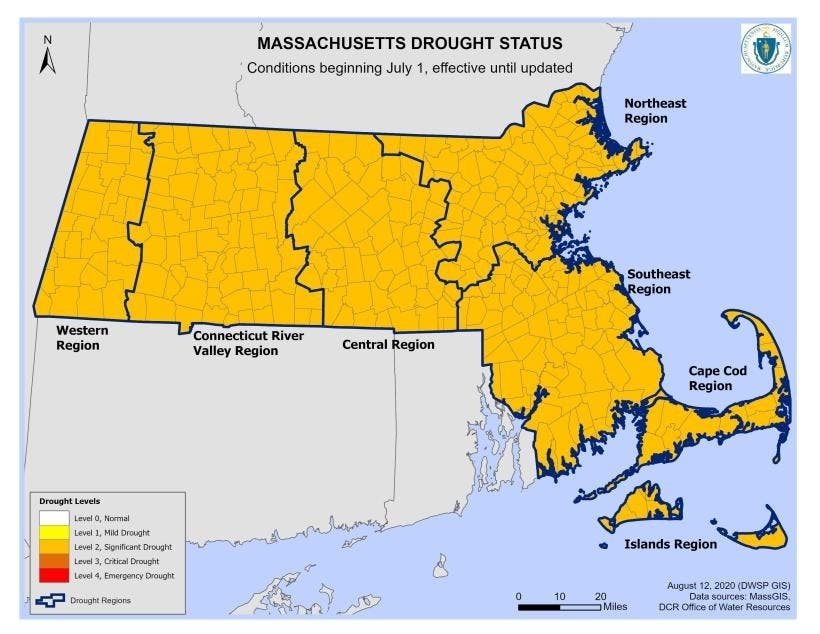 All of Massachusetts is in a level 2 significant drought as of Aug. 13. 
