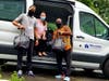 Worcester Housing Authority tenant coordinator Eliot Martinez, program coordinator for resident services Nicole Davis and driver for resident services Frank Touve pick up more than 350 bags of produce.
