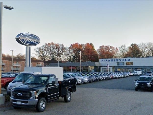 Framingham Ford along Route 9 near Temple Street. 