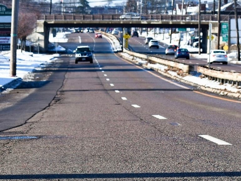 The Route 126 overpass above Route 9, which often floods during heavy rain. 
