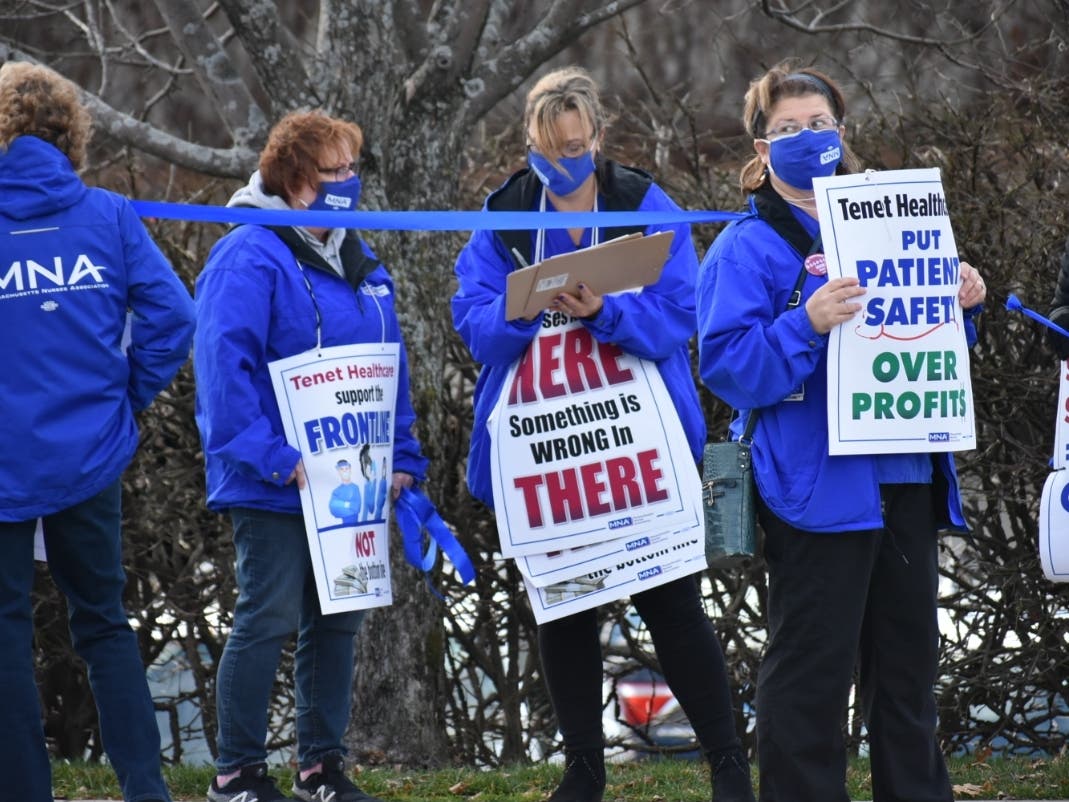 A Dec. 1 protest outside Saint Vincent featuring several hundred of the hospital's nurses. 