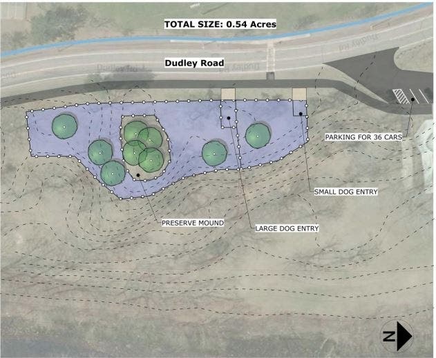 The preferred site for a possible Framingham dog park is along Dudley Road south of the Farm Pond skateboard park.