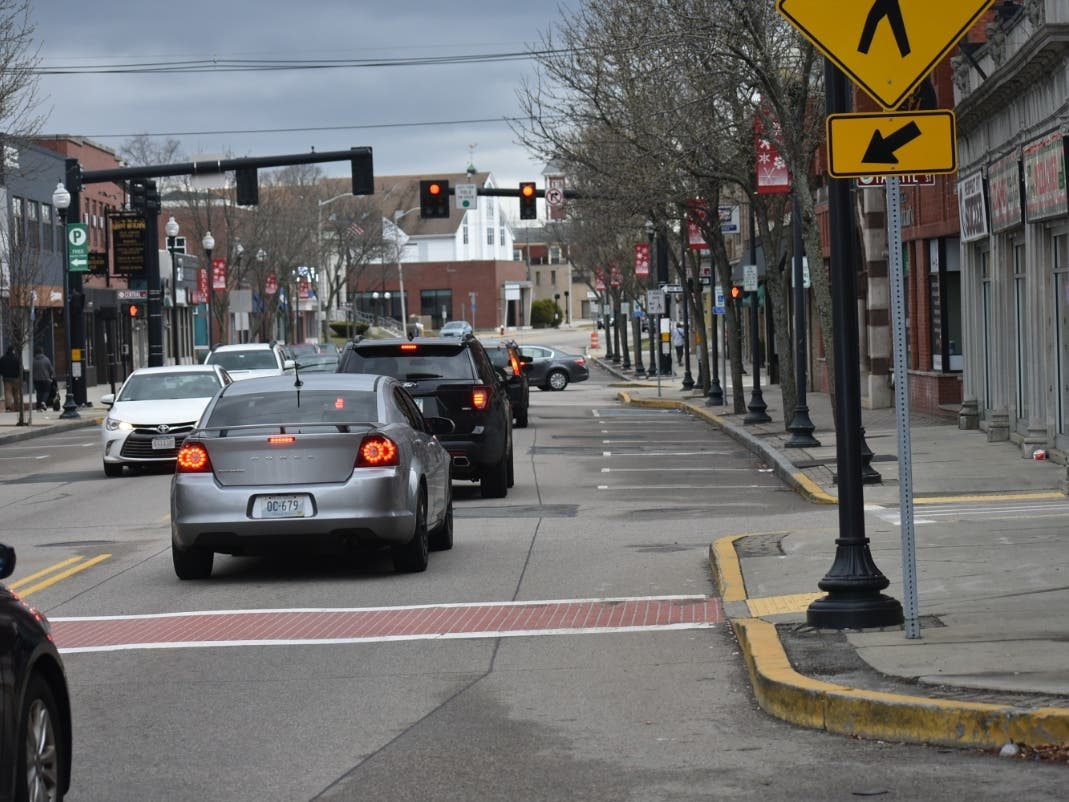 The downtown Milford crosswalk where Irani De Lana was hit by a driver on Dec. 29. 