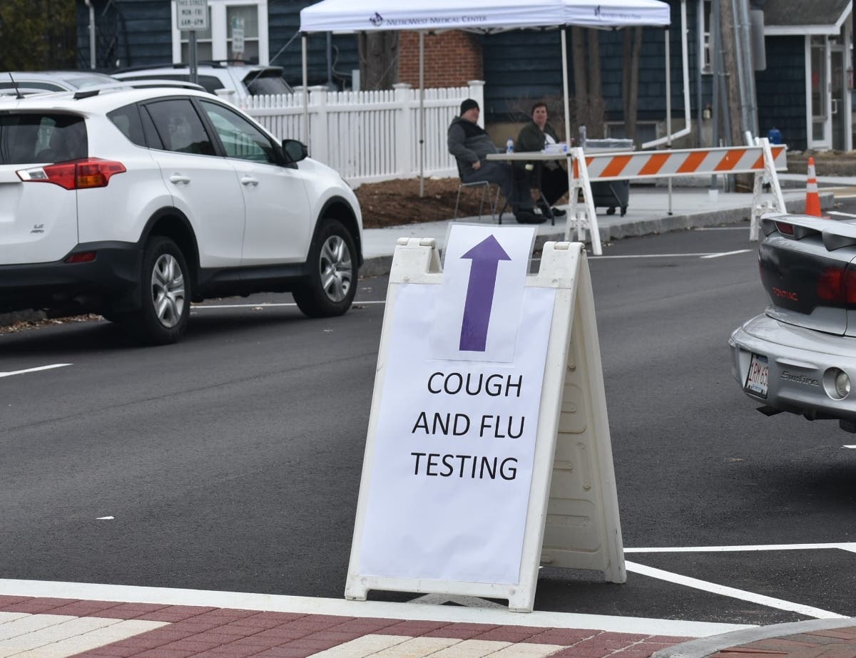 On March 12, 2020, a "cough and flu testing" site was being set up at Framingham Union Hospital. 