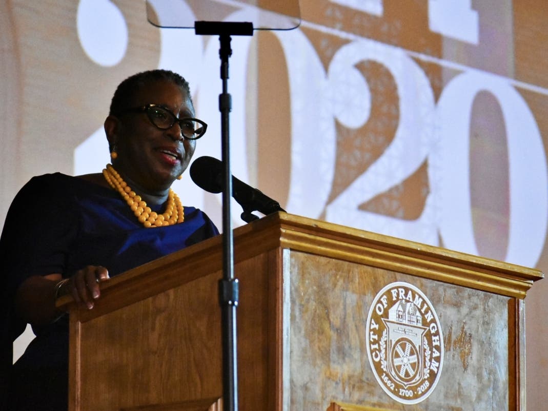 Framingham Mayor Yvonne Spicer during the 2020 state of the city speech. 