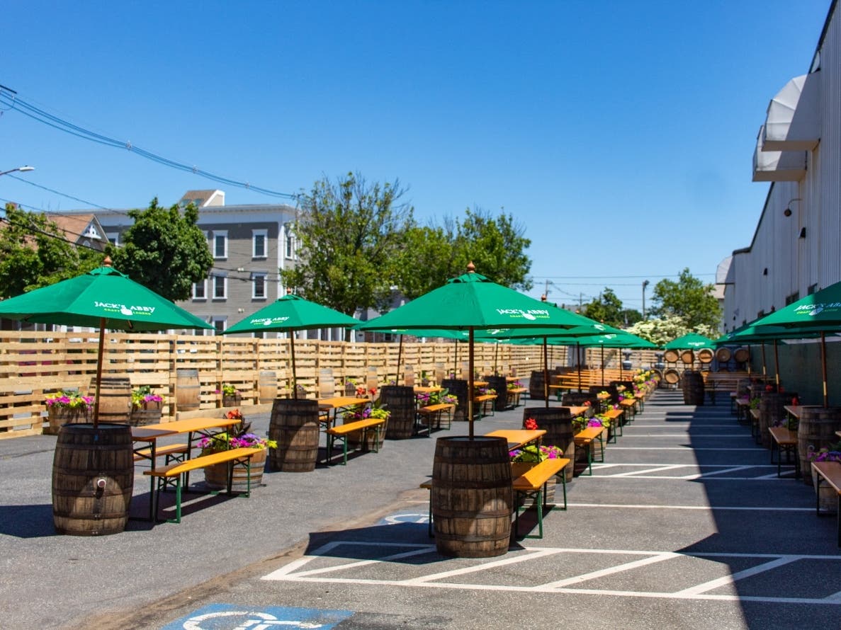 The Jack's Abby beer garden along Grant Street before it opened last summer. 