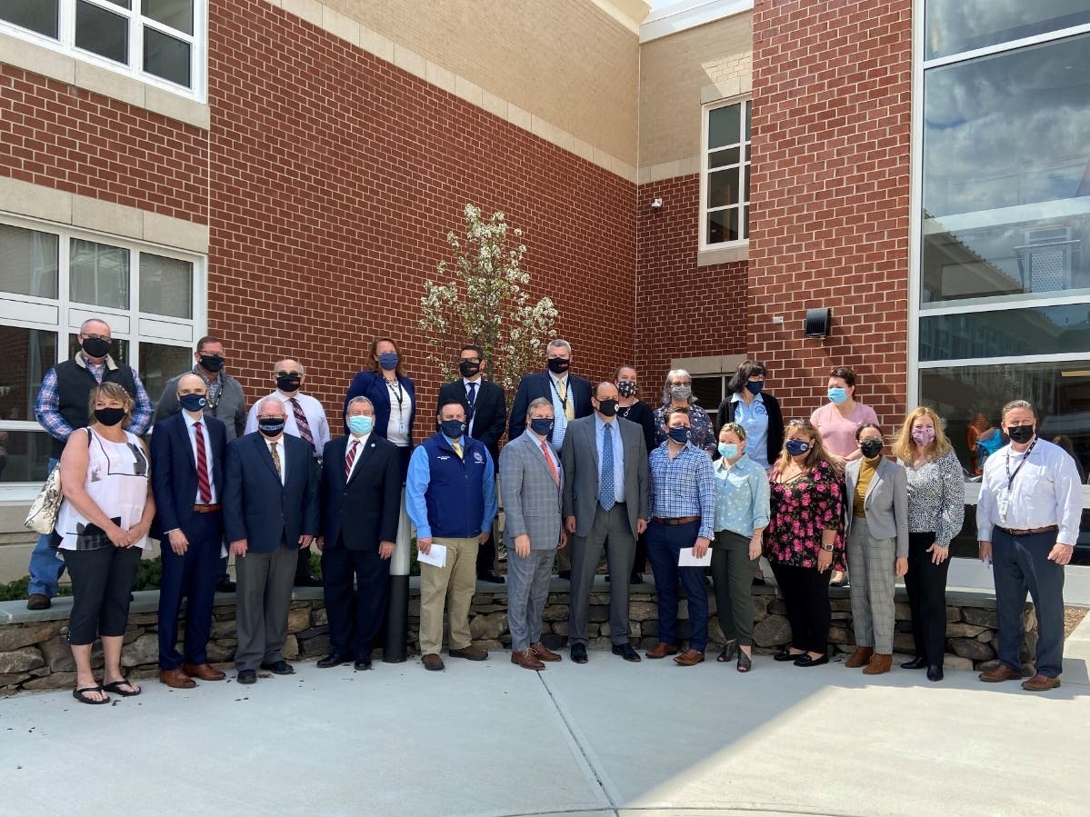 Local elected officials dedicated the new Goodnow Brothers school in Marlborough on April 21. 
