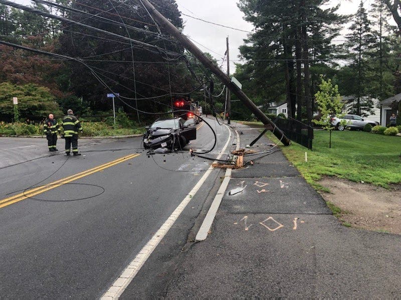 The scene of the Sunday accident along Winter Street in Framingham. 