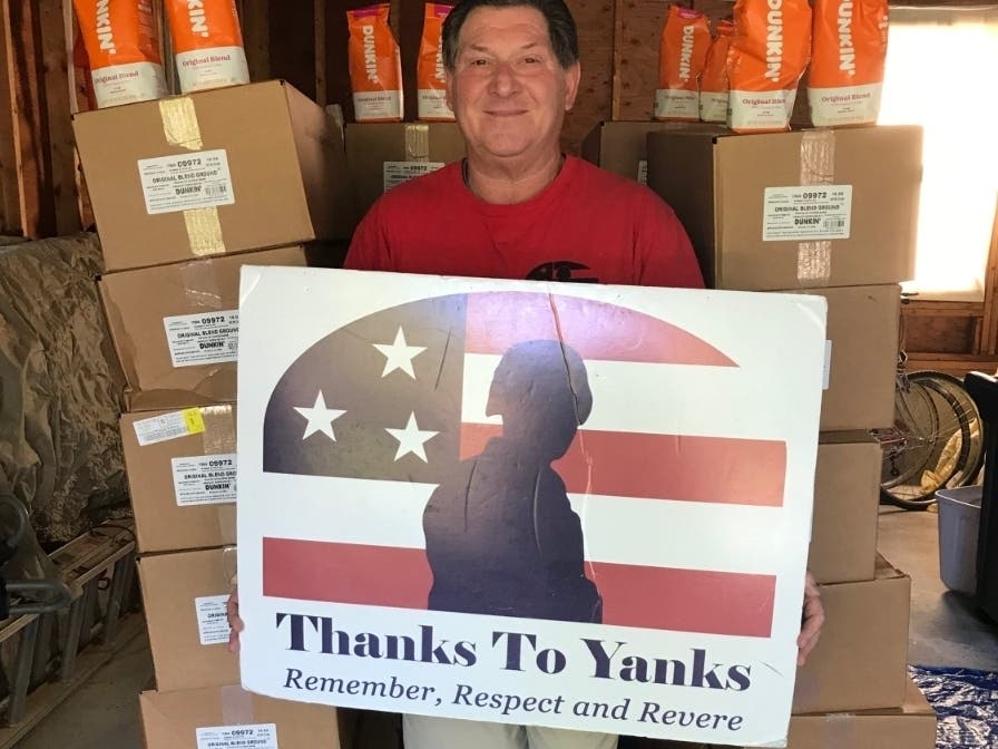 Thanks To Yanks founder Mike Shain with the Dunkin' donation.