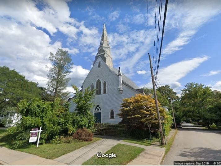 The former Sacred Heart Church along Eliot Street, which may soon be home to an acrobatics school. 