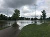 Beaver Brook topped its banks and flooded Beaver Brook Park, creating a large pond on the center of the park.