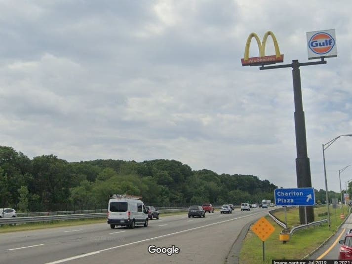 Two dogs are now living in the median near the Charlton service plaza along the Mass Pike. 