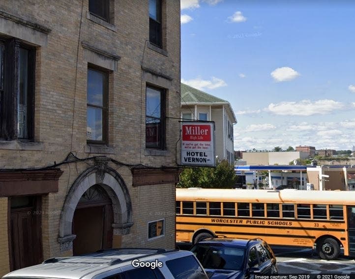 The Hotel Vernon overlooking beautiful Kelley Square in Worcester. 