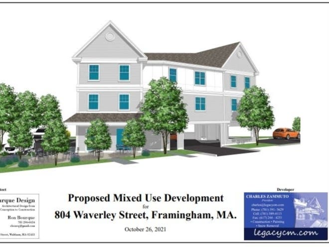 A rendering of the planned six-unit building at 804 Waverly St. 