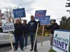 Mary Kate Feeney (l) and District 3 Councilor Adam Steiner (r) while out campaigning on Nov. 2 at Brophy Elementary. 