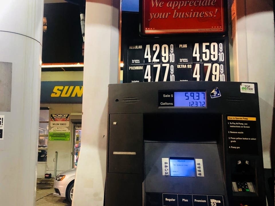 Gas prices rose above $5 in Massachusetts over the summer. About 10 percent of that goes to the state gas tax.