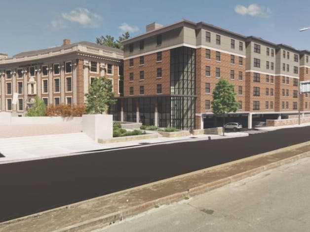 A rendering of the Worcester Boys Club building, which a Boston developer wants to turn into a senior housing facility.