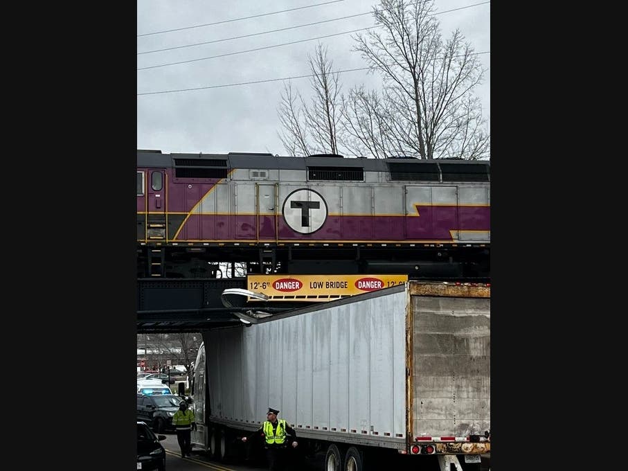 A semitrailer driver got stuck under the nearly 13 foot clearance under the East Main rail bridge Thursday. 