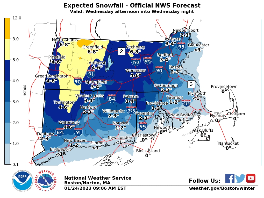 A Wednesday snowstorm will start as flakes and change to rain by early Thursday. 