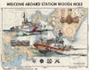Painting by Barry O'Neil. Done on chart of Woods Hole area.